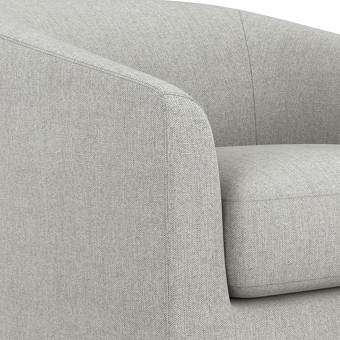 Swivel Accent Chair Upholstered Modern Barrel-Curved Armchair Linen Fabric Comfty Sofa Reading Chair with Solid Wood Base for Bedroom Club Living Room Light Grey