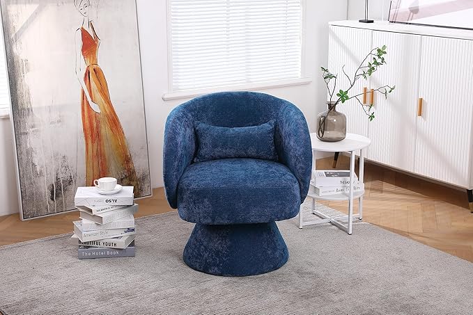 Swivel Accent Chair Armchair Round Barrel Chair in Fabric for Living Room Bedroom(Teal)