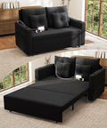 3 in 1 Sofa Bed 56 Inch Convertible Pull Out Couch Loveseat Sleeper Sofa with Cup Holders USB Couch Bed for Living Room Bedroom Apartment Black
