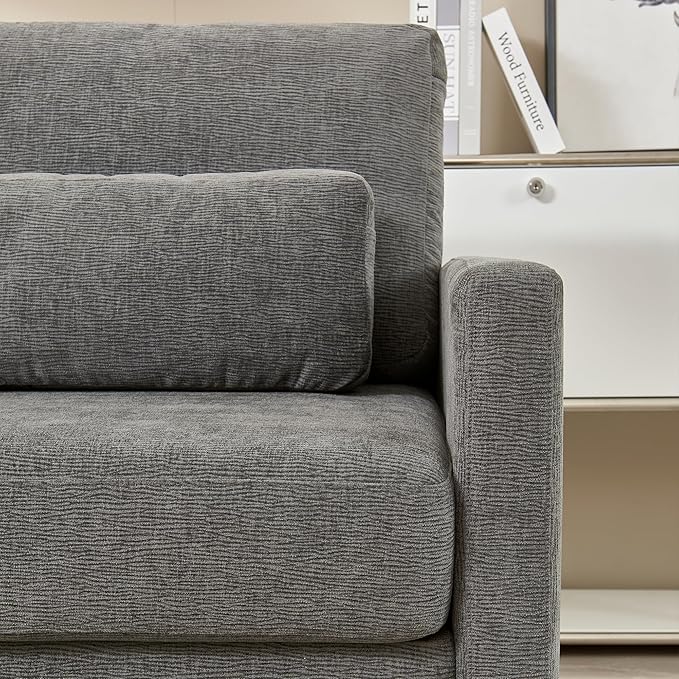 Mid Century Modern Accent Chair Comfy Upholstered Living Room Chair Single Sofa Arm Chair Reading Accent Chair with Lumbar Pillow for Living Room Bedroom Office