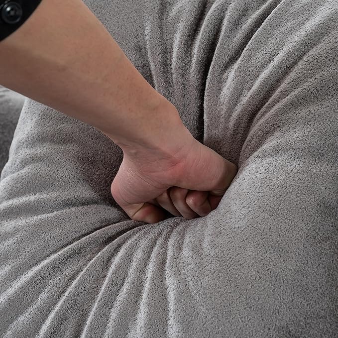 100” Curved Sectional Sofa Oversized Curved Couch for Living Room Corduroy Fabric Foam Couches Modern L Shaped Couch with Pillows No Assembly Grey