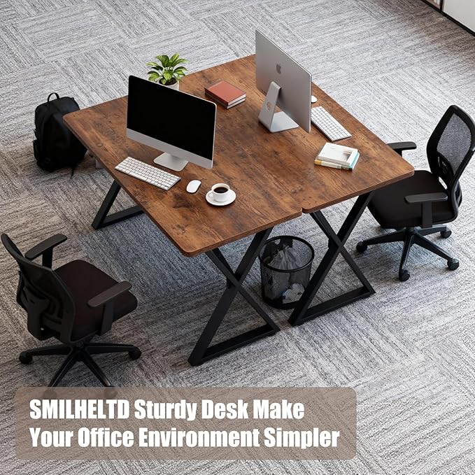 Heavy Duty Office Desk Industrial Grade Computer Desk with 1 Thick Desktop &amp 1 mm Reinforced Metal Frame Sturdy Workstation for Home Office Gaming Dorm 47.2 W x 23.7 D x 29 H