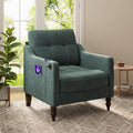 Accent Chair for Living Room Mid-Century Armchairs for Small Spaces Chenille Upholstered Comfy Reading Armchair with Studded for Bedroom (Dark Green-B)
