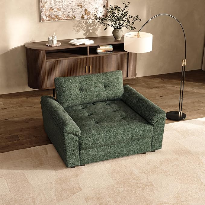 Oversized Modular Sectional Sofa with Adjustable Back Modern Comfy Sectional Couch with Storage Ottoman Deep Seat Chenille Cloud Couch for Living Room Only Chair Green