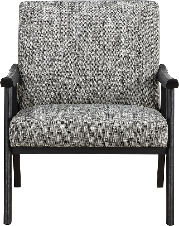 OSP Home Furnishings Weldon Mid-Century Modern Armchair Graphite Fabric with Black Finished Frame