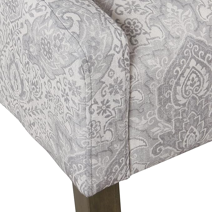 Homepop Home Decor | Upholstered Classic Swoop Arm Accent Chair | Accent Chairs for Living Room &amp Bedroom | Decorative Home Furniture Gray Damask