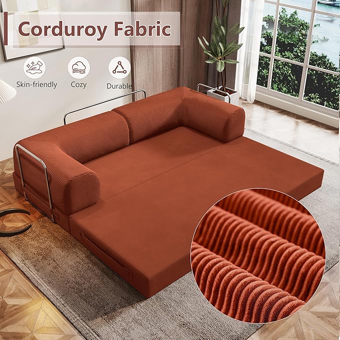 78.8 Convertible Sofa Bed 4-in-1 Folding Sleeper Couches Frameless SofaPull Out Couch Memory Foam Floor SofaNo Assembly Boneless Couch for Living Room