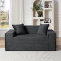 61 Cloud Loveseat Sofa with Cup Holder &amp Side Pocket Corduroy 2 Seater Sofa for Small Spaces Boneless Floor Sofa Couch with Pillow for Living Room Bedroom Apartment (Dark Gray Loveseat Sofa)