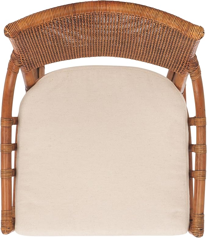 SAFAVIEH Home Collection Donatella Tropical Coastal Honey &amp White Rattan Chair