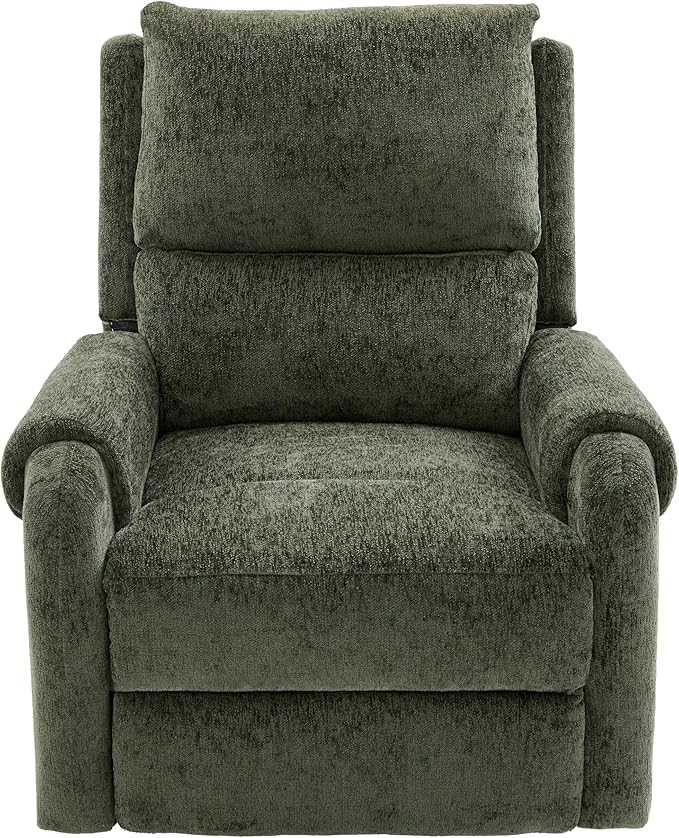 Christopher Knight Home Harper Massage Recliner Chair with 8 Modes Chenille Upholstered Recliner Sofa Swivel Massage Chair with a Side Storage Pocket for Living Room/Bedroom Head Support Green