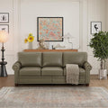 82 Faux Leather Pu Couch Underseat Storage Classic Sofa Elegance 3 Seat with Rolled Armrests Nailhead Trim Wood Legs Classic Living Room Accent Sofa 3 Seat-Grey