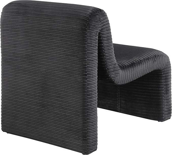 Coaster Home Furnishings - Drayton - Wood and Metal - Upholstered Armless Accent Chair with Sinuous Curves Ribbed Detailing and Foam Padding - Living Room - Black - 907526