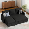 Sofa Bed Couch Sectiona Sofa 4-in-1 Multifunctional Pull-Out Couch Sleeper Sofa Couch with Storage Chaise Pullout Sectional Couches for Living Room/Office/ApartmentBlack