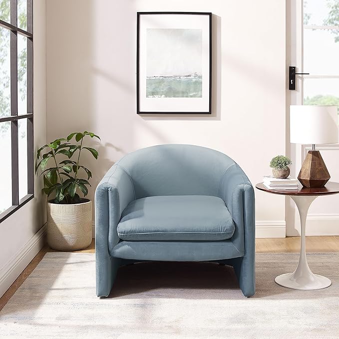 VANOMi 31.2 Accent Chair Modern Upholstered Living Room Chairs Comfy Single Sofa Chair for Bedroom Office Waiting Room Set of 2 (Denim Blue Velvet)