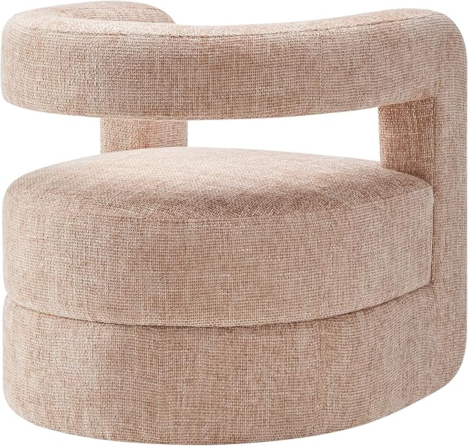Modway Jaylin Chenille Accent Chair in Blush - Upholstered Comfy Club Chair - Modern Soft Barrel Chair - Round Leisure Accent Chair with Curved Back for Living Room Bedroom Home Office