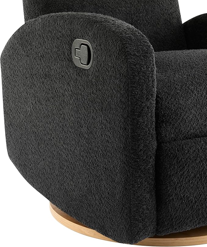 Merax Boucle 360 Swivel &amp Glider Recliner Chair Soft Bedroom Sofa Chair with with Thicker Seat Cushion Modern Home Theater Seating for Living Room Black