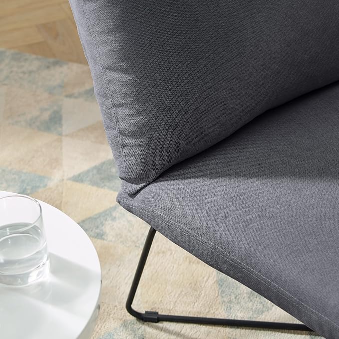 Classic Brands Eternity Upholstered Armless Accent Chair Dark Grey| Mid-Century Modern | Ergonomic