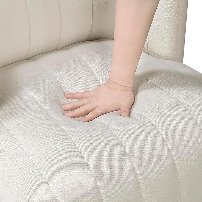 Lexicon Swivel Accent Chair Textured Fabric Upholstered 360 Degree Swivel Barrel Chair with Channel Tufted Comfort Seat for Living Room Bedroom Office Easy Assembly Beige