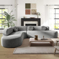 Curved Modular Sectional Sofa - 122 Extra Large 5-Seater with High Resilience Foam &amp Soft Chenille Upholstery 2-Piece Floor Couch with Round Cushions No Assembly Gray Living Room Furniture Sets