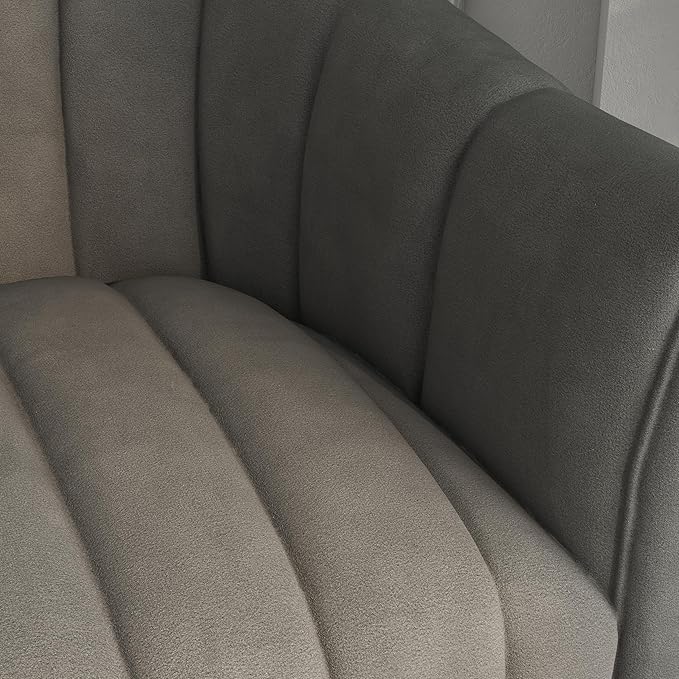 Swivel Accent ChairCuddle Modern Barrel ArmchairComfy Velvet Round Chair with Metal Base for Living Room Bedroom(Gray)