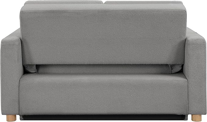 Serta Tulsa 66.1 Convertible Sleeper Loveseat Full Size Dreamcoil Comfort FingerGuard Pinch Point Protection Boucle Fabric Grey