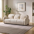 Christopher Knight Home Perla Modern Fabric Upholstered 3 Seater Sofa Couch with Pillow Wooden Home Sofa Living Room Comfy Cloud Couch for Bedroom Apartment Home Office Light Beige