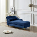 60.6Modern Storage Chaise Lounge IndoorVelvet Upholstery Sofa Chair with1 Toss PillowsUpholstery Lounge Sofa with Gold Metal Legs For Small ApartmentLiving RoomOfficeReception AreaNavy Blue