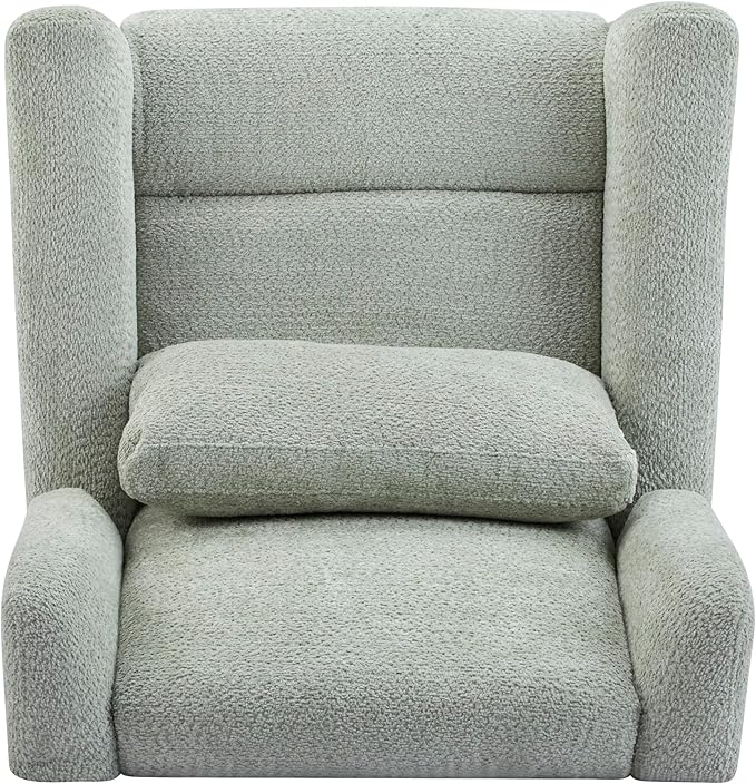 Christopher Knight Home Dolia Boucle Upholstered 360° Swivel Chair Push-Back Power Recliner Chair Iron Recliner Sofa with Rotation Living Room Lounge Sofa Adjustable Backrest Gold+Light Green