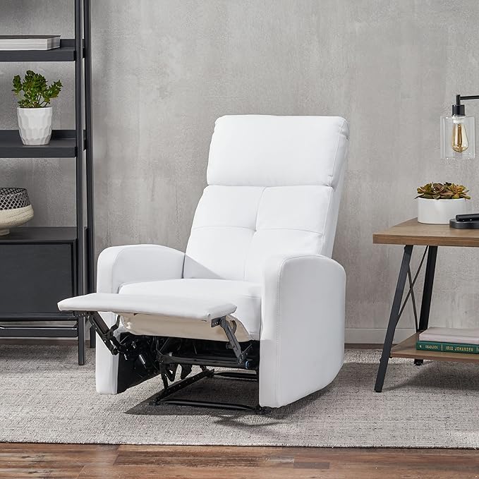 Christopher Knight Home Samedi PU Recliner White 26.25D x 37.25W x 40H in