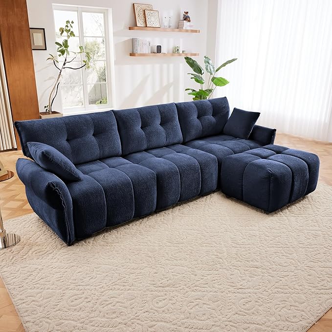 mikibama Oversized Modular Sectional Sofa with Ottoman110 Chenille L-Shaped Couch with FootrestModern 3 Seater Couches for Living RoomLarge Sofas with Deep Seat for Apartment