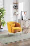30.32 W Accent Chair Upholstered Curved Backrest Reading Chair Single Sofa Leisure Club Chair with Golden Adjustable Legs for Living Room Bedroom Dorm Room (Mustard Boucle)