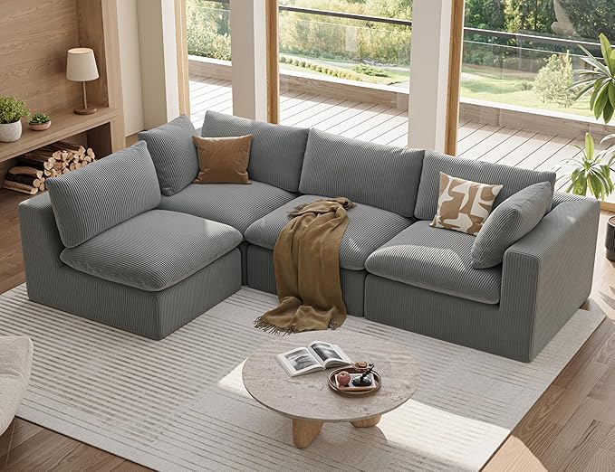 106“ Cloud Sectional Couches Sofa for Living Room Modern 4 Seats Couch Convertible L Shape Sofa No Assembly Needed