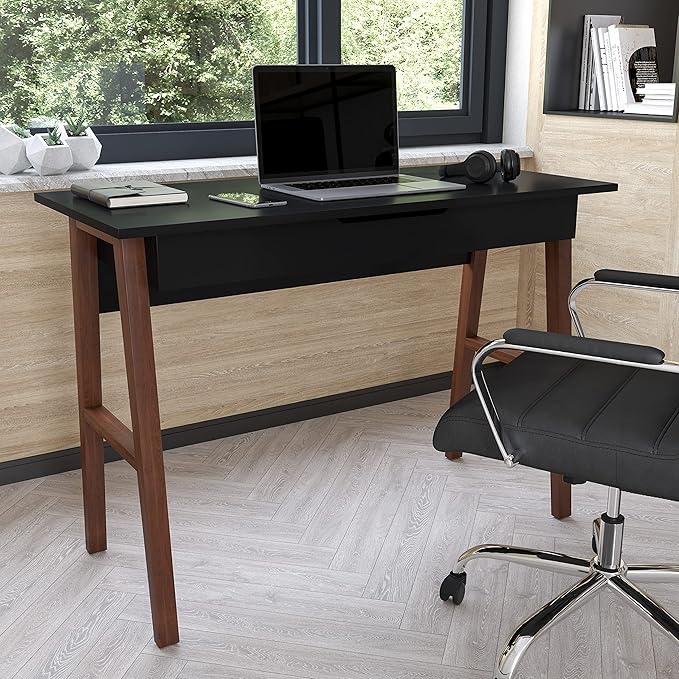 Flash Furniture Darla Computer Desk - Black Home Office Desk with Storage Drawer - 42 Long Writing Desk for Bedroom