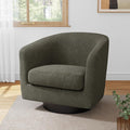 Lumibee Swivel Accent Barrel Chairs Upholstered Comfy Swivel Round Barrel Chair 360° Rotation Single Sofa Club Armchair for Living Room Reading Room Bedroom Chenille Tan
