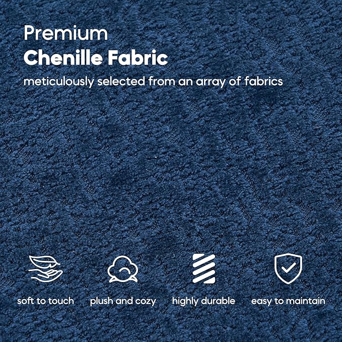 DEINPPA L Shape Modular Couch 3-Seater Chenille Comfy Couch with Throw Pillows Modern Cloud Sofa for Living Room Apartment-Navy Blue