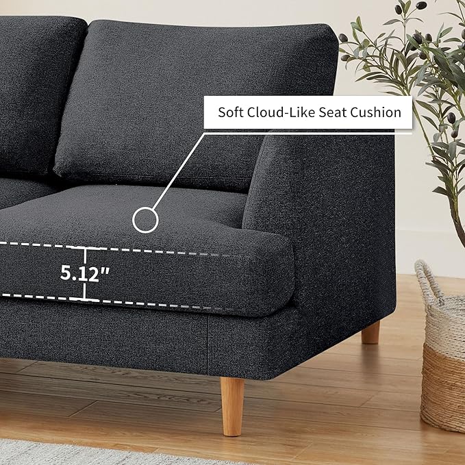Loveseat Sofa 56 Small Couches for Small Spaces Mid Century Love Seat Couches for Living Room Upholstered 2-Seater Deep Couch for Bedroom Apartment Dark Grey