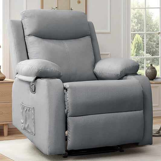 Recliner Chair Small Recliners for Small Spaces Reclining Chair Manual Recliner with Cup Holders and Side Pockets Chairs for Living Room Bedroom Nursery