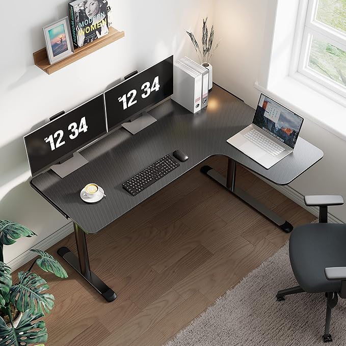 EUREKA ERGONOMIC L Shaped Gaming Desk 60 Inch L60 Home Office Corner PC Computer Gamer Table Large Writing Workstation Gifts w Mouse Pad Cable Management Space Saving Easy to Assemble Right Black