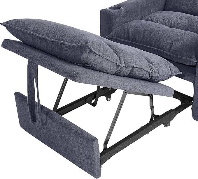 SLEERWAY 3 in 1 Convertible Sleeper Sofa Bed 36.14 W Easy Pull Out Chair Bed with Dual Cup Holders Comfy Thick Padding Futon Love Seat with Adjustable Backrest for Living Room Small Space (Grey)