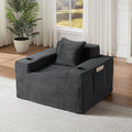 Oversized Cloud Sofa 43'' Upholstered Corduroy Accent Chairs Boneless Floor Couch with Pillow &amp Armrests Comfy Lounge Reading Chair Living Room Chair No Assembly (Dark Gray)