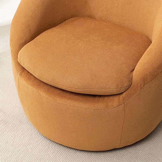 360°Swive Decorative ChairModern Comfortable Barrel Chair Reading Chairs for Living RoomBedroomDressing RoomYellow Linen