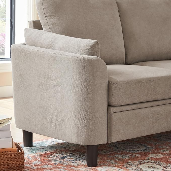 Small Loveseat Sofa60 Modern Love Seat Couch with Back Cushions and Wood Legs 2 Seater Mid Century Couches for Living Room Bedroom Small Spaces(Beige)