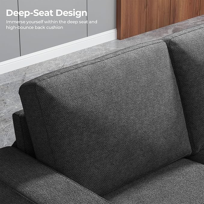 89 Inch Sofa with Extra Deep Seats Oversize 3 Seater Sofa for Living RoomModern Couch and Sofa Comfy Armrests and Seats and Backrests Easy Installation Grey