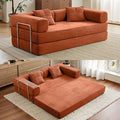 Compression Sofa - 78''Convertible Floor Sofa Bed - with Pillow Back Support Armrest - Comfy Foldable Sofa Bed Compressed Sofa in Box - Corduroy Fabric - for Living Room - Bright Orange
