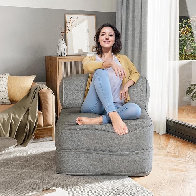 Daneey Convertible Folding Sofa Bed Fold Out Couch - Futon Sofa Bed for Bedroom/Living Room/Dorm Grey