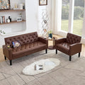 TYBOATLE 62 W Leather Loveseat w/Chairs 2 Piece Sofa Sets for Living Room w/ 2 USB Charger Ports and 2 Cupholders Living Room Furniture Sets of 2 (2 Brown)