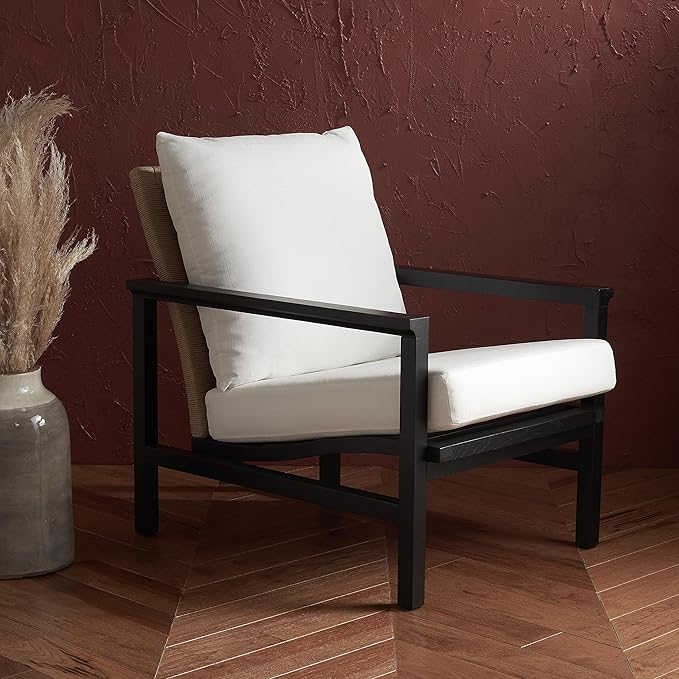 SAFAVIEH Couture Collection Emmalee Black/Natural Cord Back Accent Chair