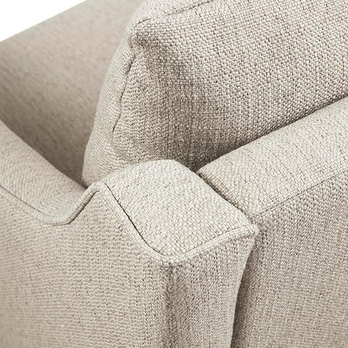 Martha Stewart Amber Swivel Chair for Living Room Barrel Style Bedroom Lounge Removable Foam Seat Cushion Upholstered Nursery Furniture Metal Base Fully Assembled 30.5 D x 30 W x 35 H Natural