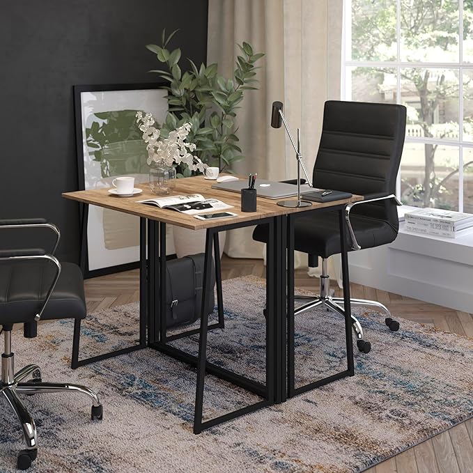 EMMA + OLIVER Small 36 Rustic Natural Home Office Folding Computer Desk - Laptop Desk