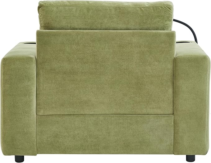 Eafurn 42.5 Oversized Accent Chair with Storage Ottoman Convertible Chaise Lounge Chenille Upholstered Cloud Sofa Chair w/Cupholders and USB Ports Modern Extra Wide Armchair